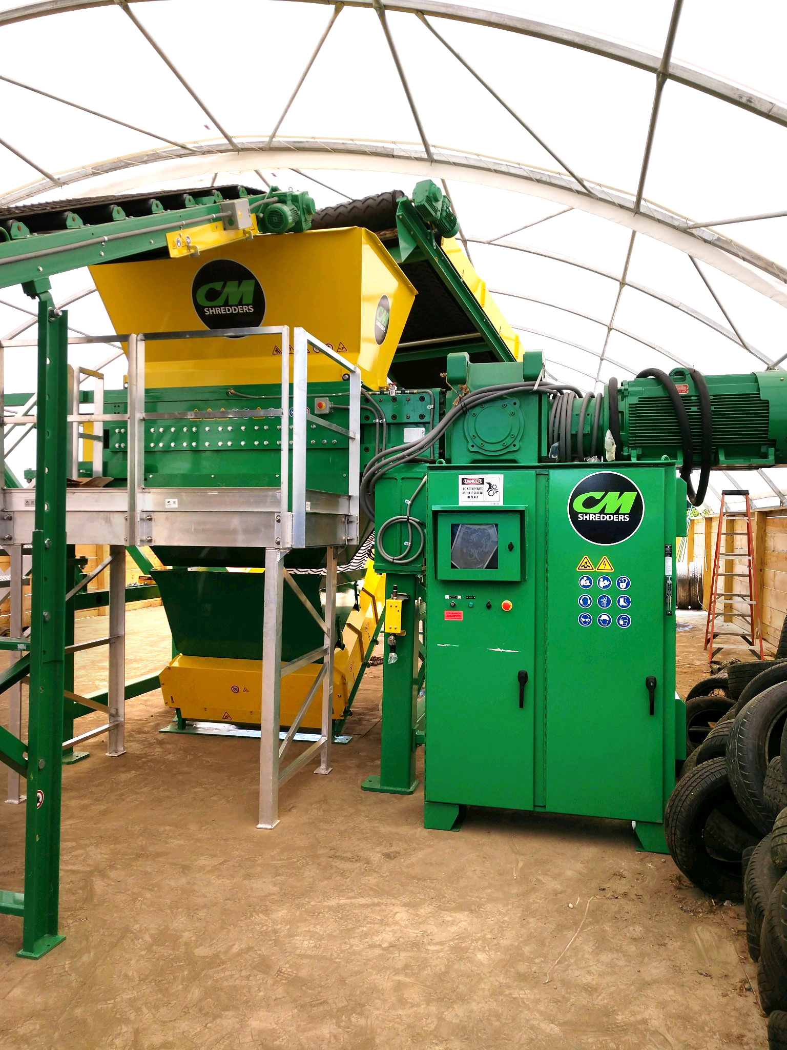 Tire recycling equipment